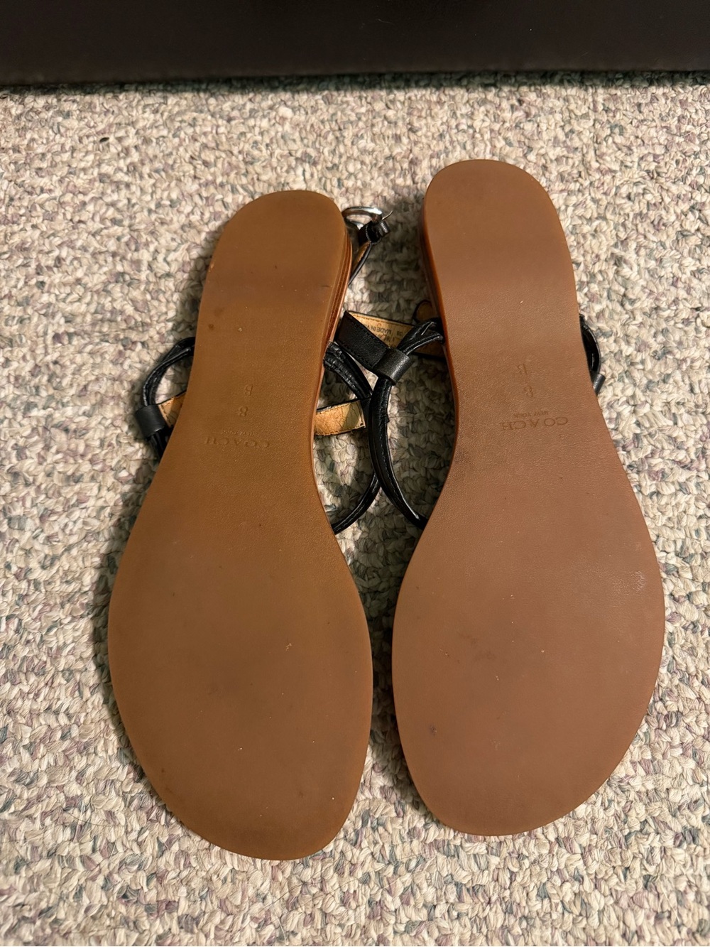 Coach Black Strap Brown Footbed Women's Sandals - Picture 5 of 8